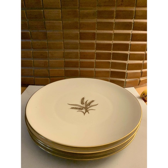 Vintage Lenox Harvest Wheat Lot of 4 Dinner Plates Gold Trim - Picture 5 of 11